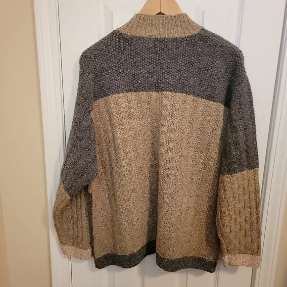 Northern Isles Hand Knitted Vintage Neutral Color Block 1/4 Zip Sweater Size XL - Picture 3 of 8